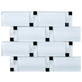 Super White Waves Mosaic Tile with Black Arched Over Size Glass Wall Tile for Kitchen, Accent Wall and Bathroom Backsplash